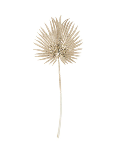 Branche feuille exotique pour décoration à paillettes dorée