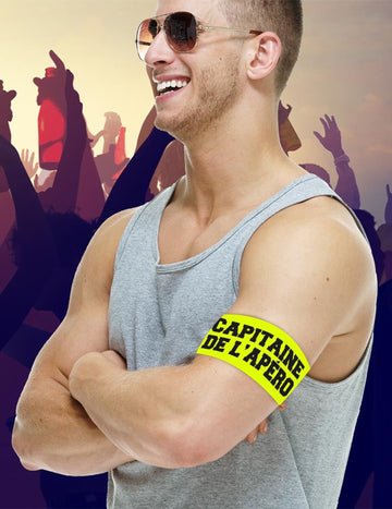 Brassard capitaine de l'apéro pour homme jaune fluo