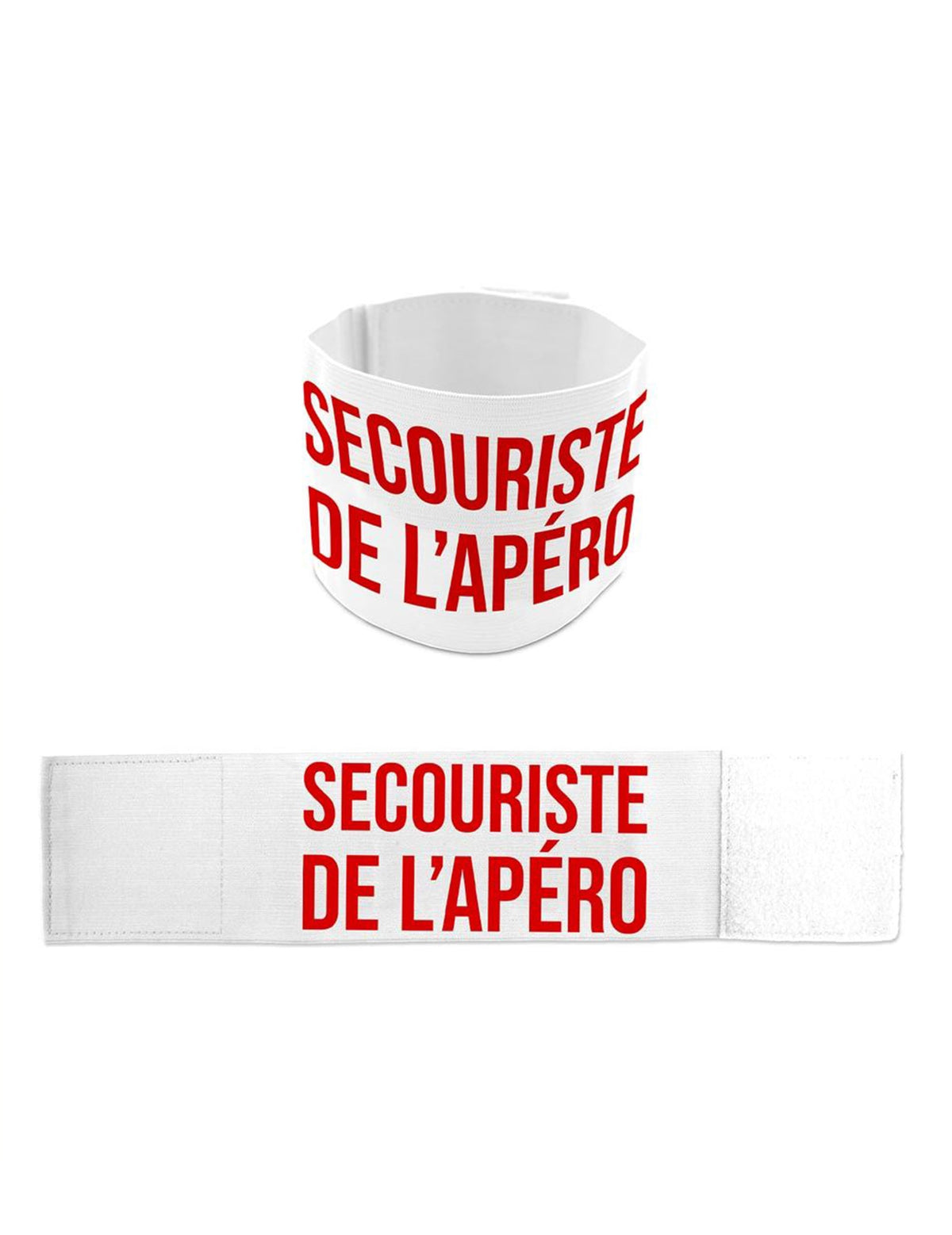 Vues de face et à plat du brassard secouriste de l'apéro