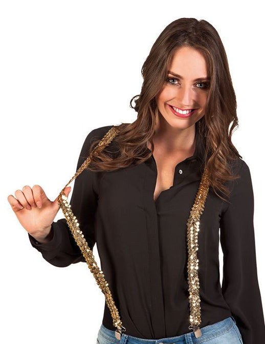Bretelles dorées pour femme à sequins