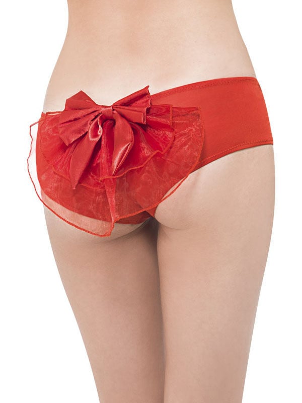 Culotte burlesque pour femme rouge avec un nœud