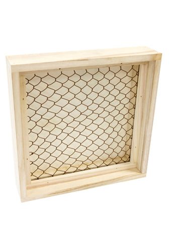 Drevený rám s efektom drôteného pletiva na správy, 25 x 25 cm cm