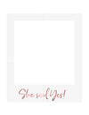 Cadre photo en carton she said yes blanc et rose gold
