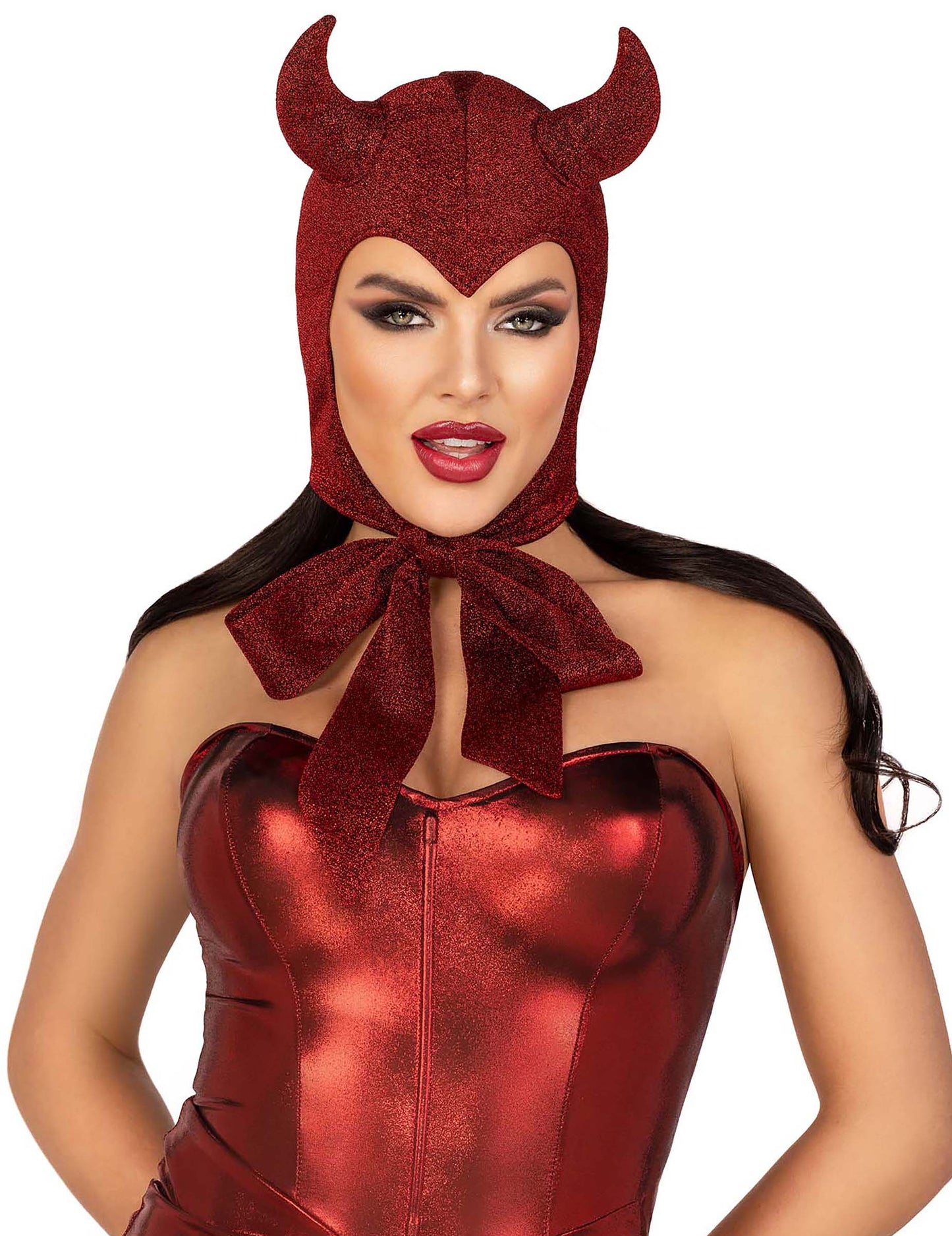 Tmavočervená démonická kukla pre ženy 