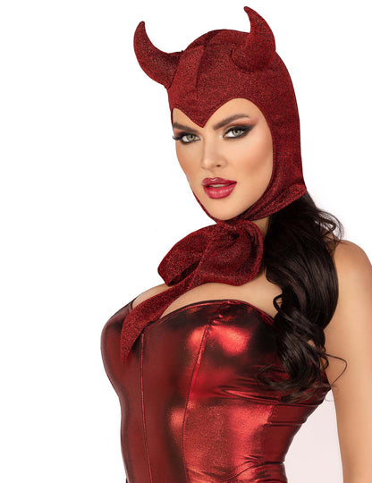 Tmavočervená démonická kukla pre ženy 