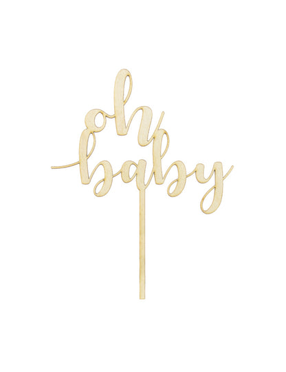 Drevená ozdoba na tortu Oh baby 13,5 x 17 cm na detskú oslavu