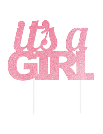 Ozdoba na tortu Je to dievča 20 cm trblietavá ružová