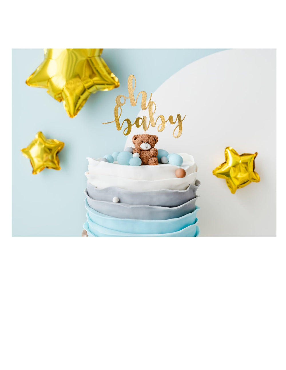 Mise en situation sur un gâteau du cake topper Oh Baby pour baby shower