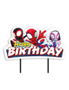 Cake topper Spidey et ses amis pour enfant multicolore Happy Birthday
