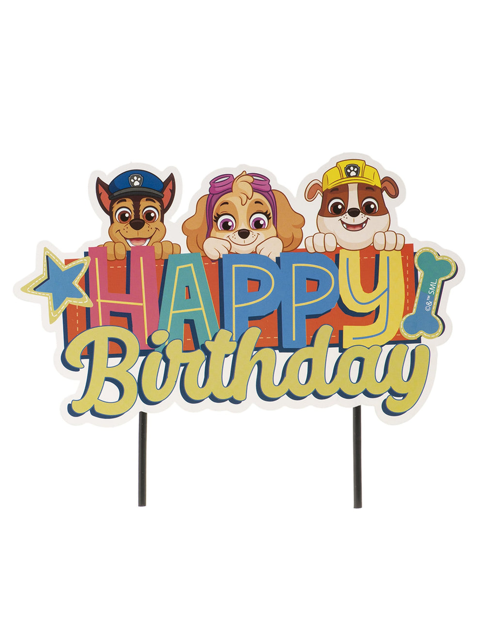 Cake topper Happy Birthday Pat' Patrouille pour enfant multicolore avec Chase Stella et Ruben