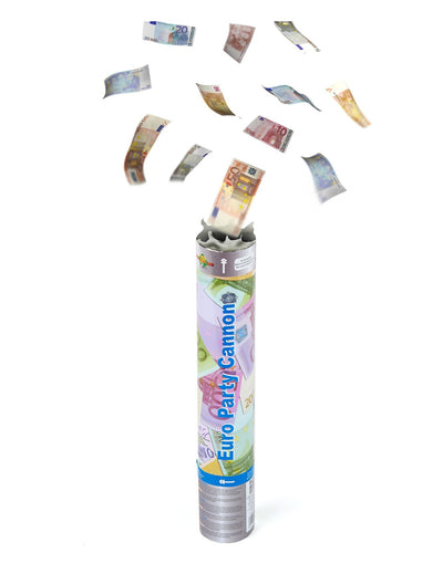 Canon à confettis billets pour fête multicolore style euros