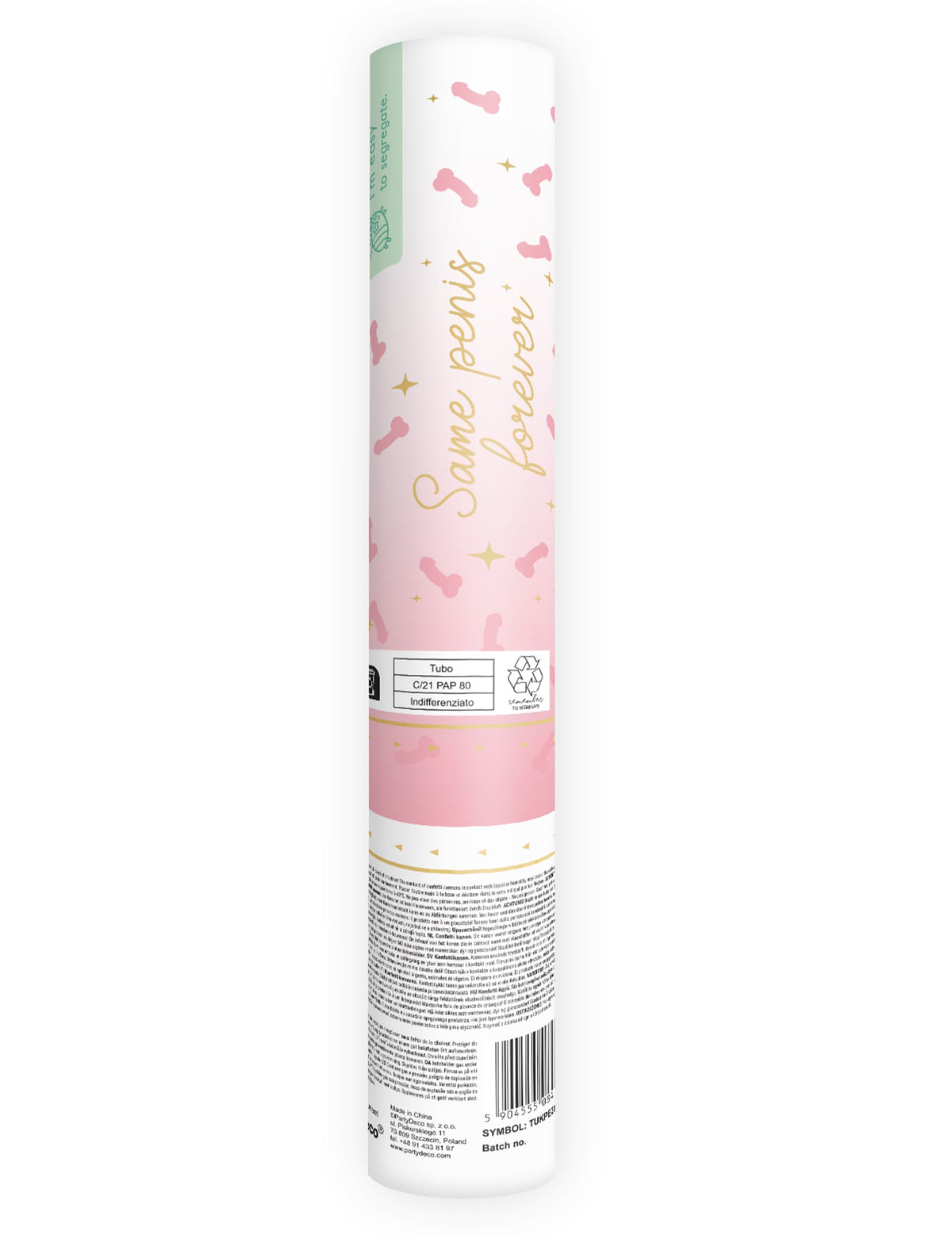 Canon à confettis zizi pour adulte rose et doré