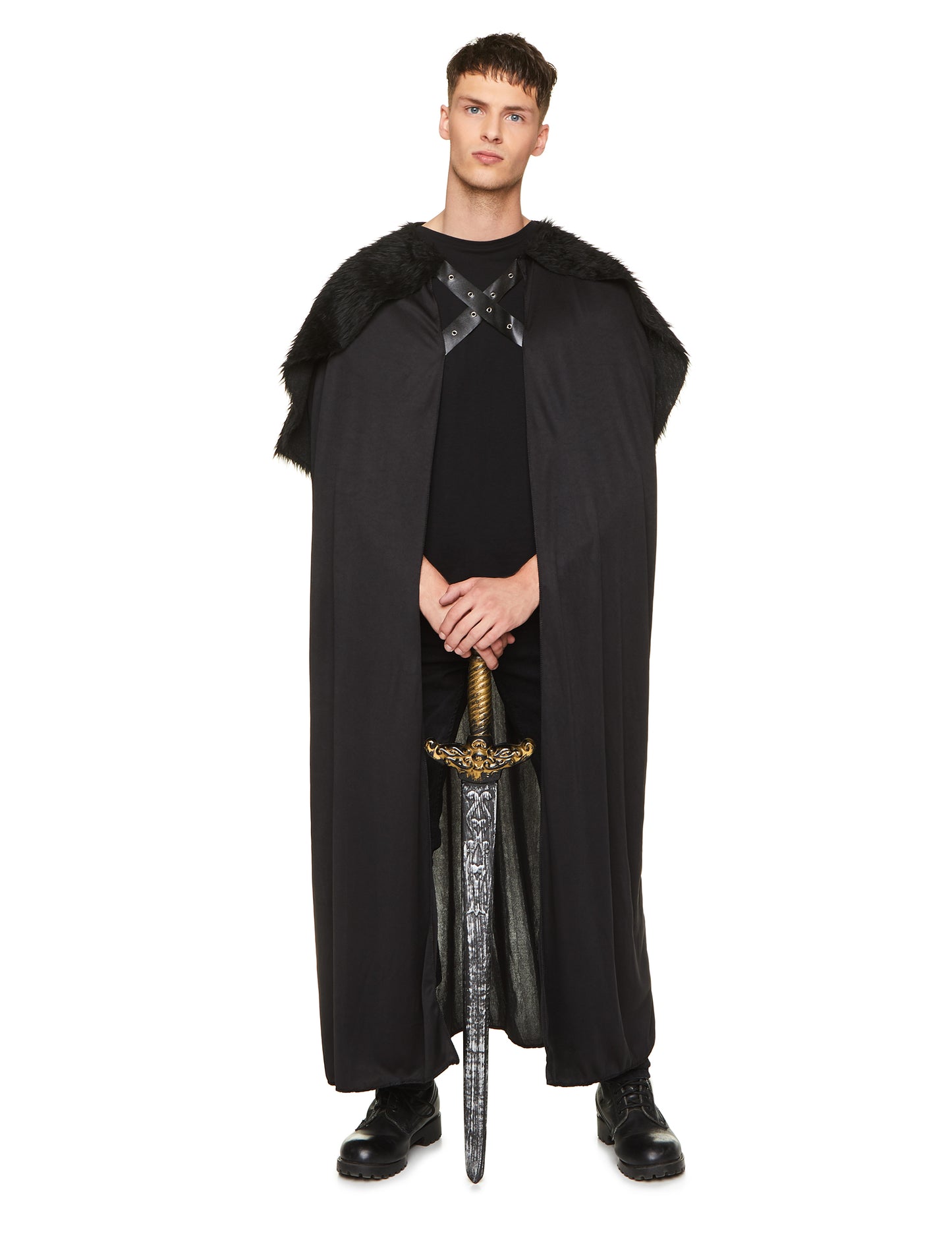 Vue d'ensemble avec épée de la cape avec fourrure pour homme