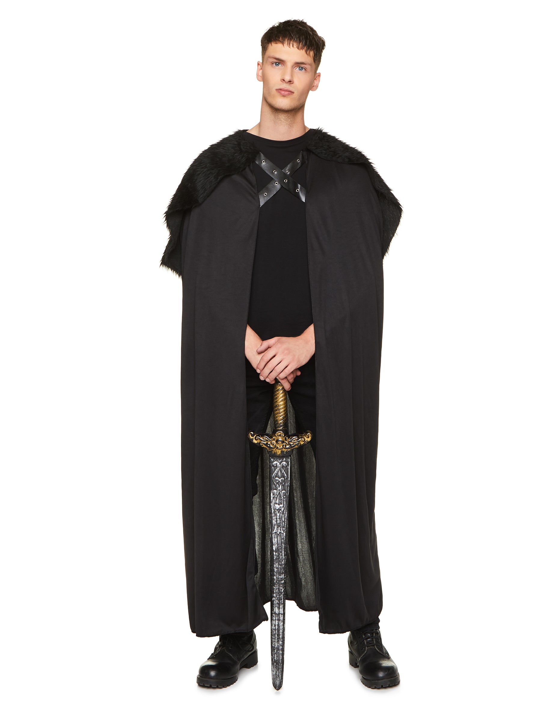 Vue d'ensemble avec épée de la cape avec fourrure pour homme