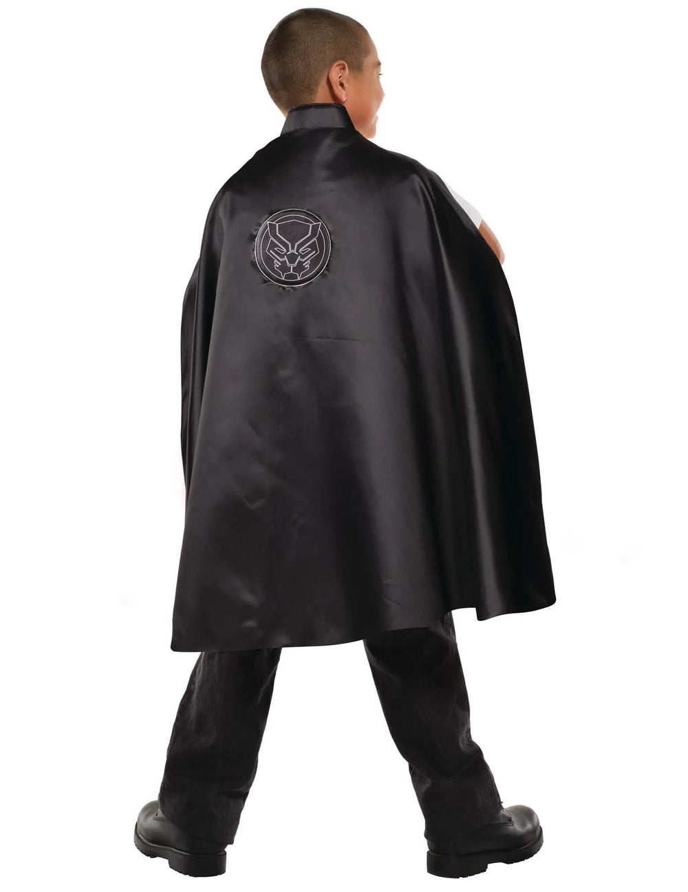 Plášť Black Panther pre dieťa čierny s logom na chrbte