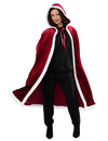 Cape longue de Noël luxe pour adulte rouge et blanche avec capuche