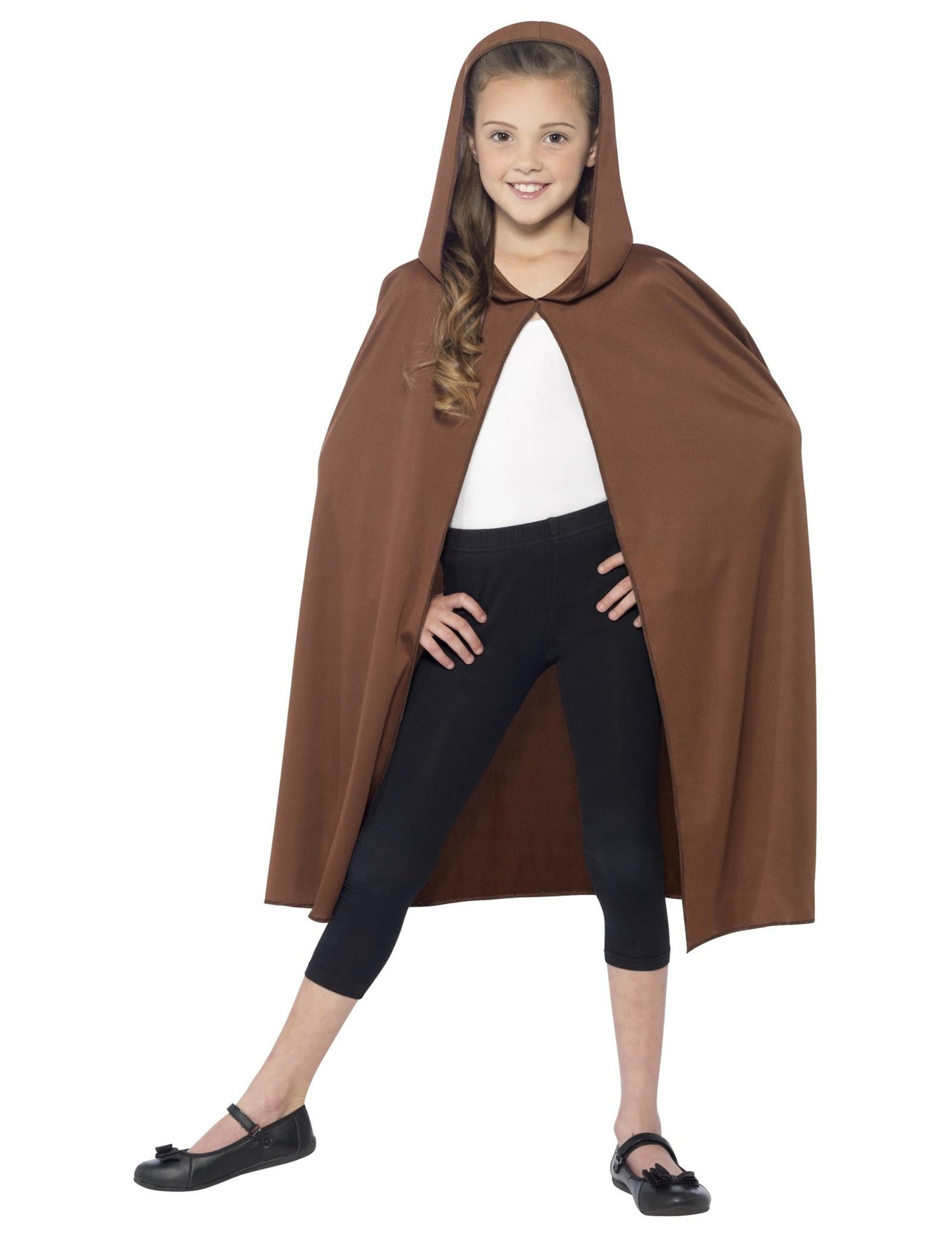 Vue de face de la cape à capuche pour enfant marron