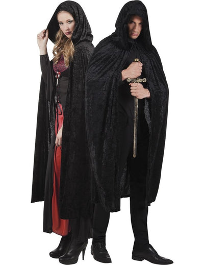 Cape Halloween pour adulte noire aspect velours