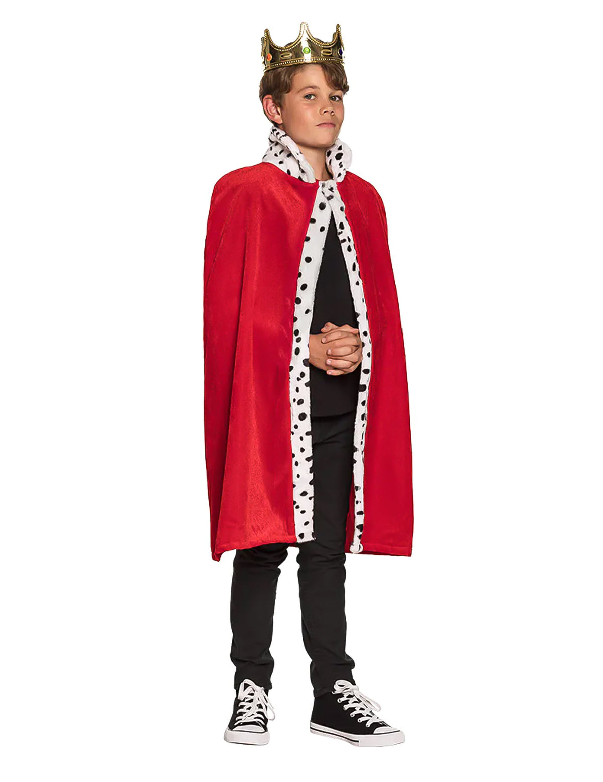 Cape de roi pour enfant rouge avec bordure imitation hermine