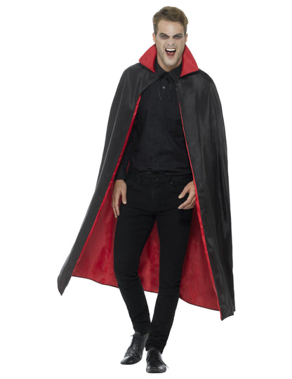 Reverzibilný upír saténový mys 125 cm Halloween dospelých