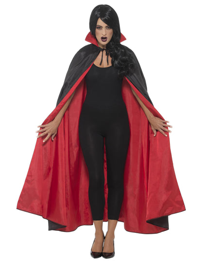 Reverzibilný upír saténový mys 125 cm Halloween dospelých