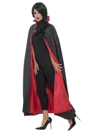 Reverzibilný upír saténový mys 125 cm Halloween dospelých