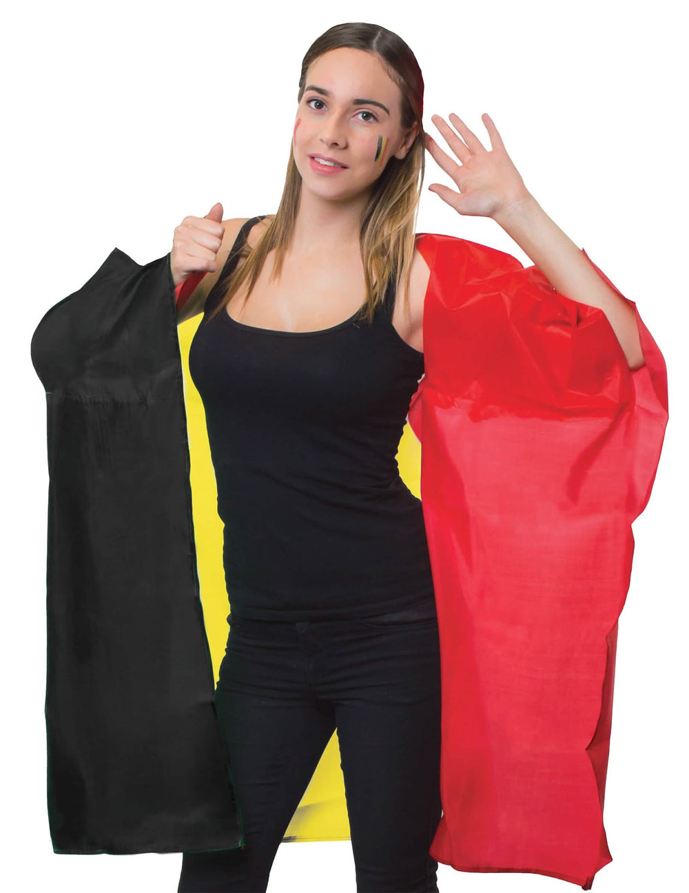 Cape de supporter Belgique pour adulte noir jaune rouge