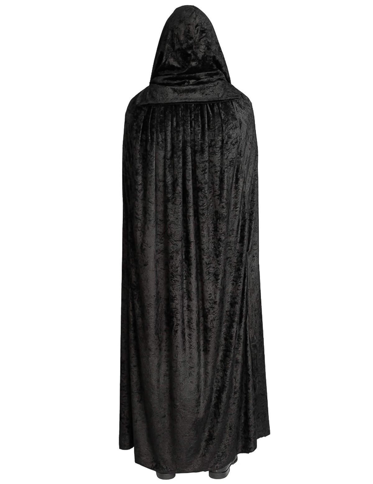 Dlhý luxusný čierny zamatový plášť 202 cm