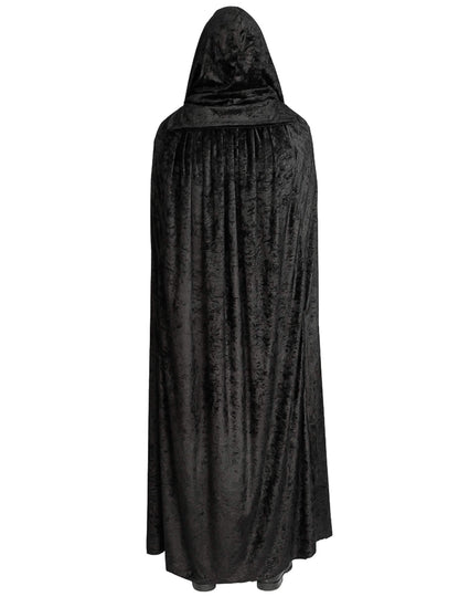 Dlhý luxusný čierny zamatový plášť 202 cm
