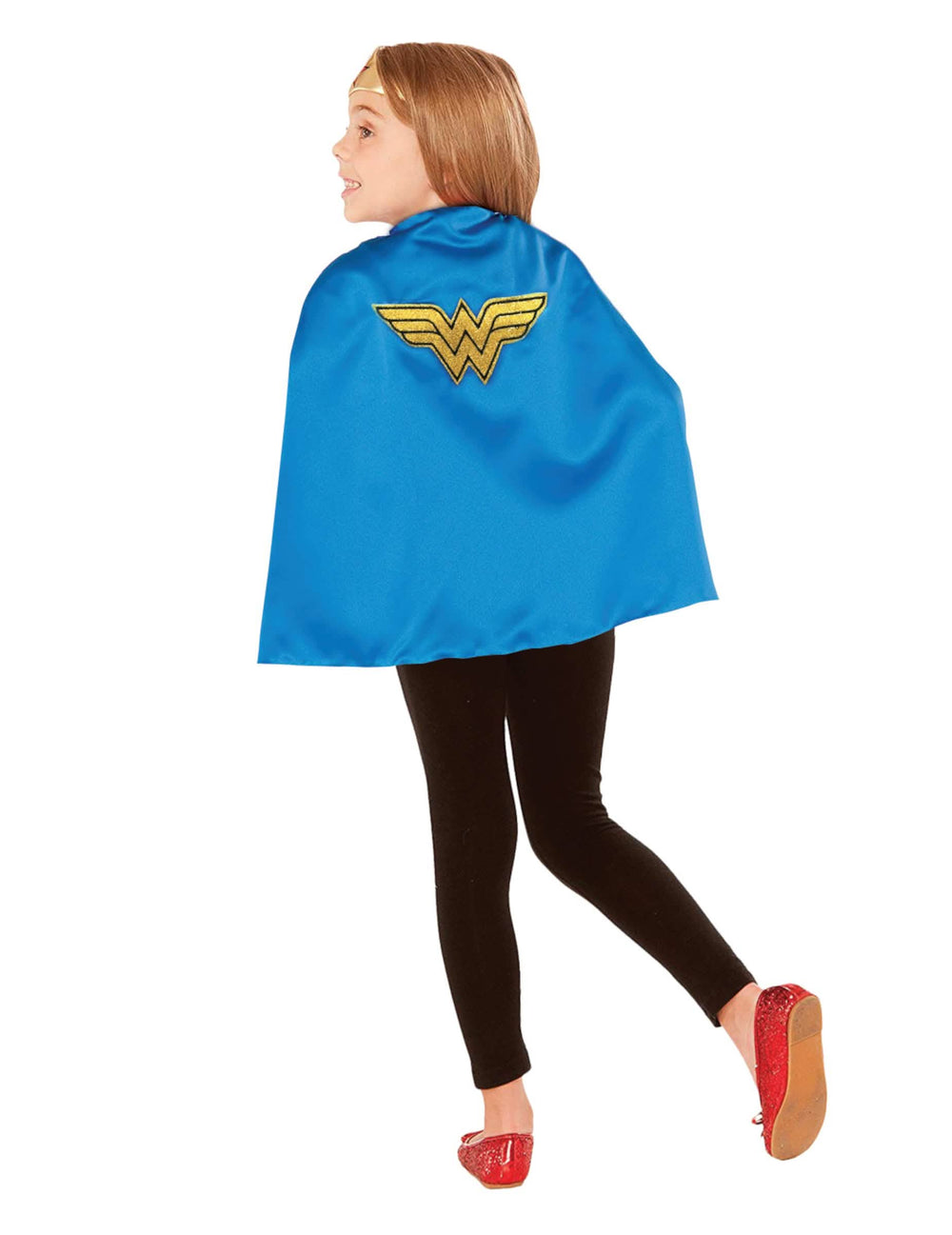 Modrý plášť Wonder Woman pre dieťa so zlatá logom
