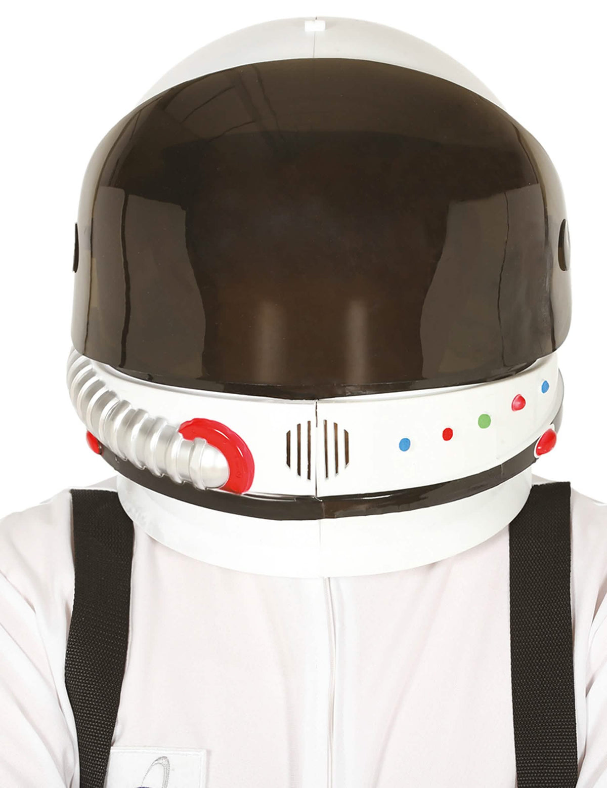 Veľký detail na štít a detaily prilby astronauti