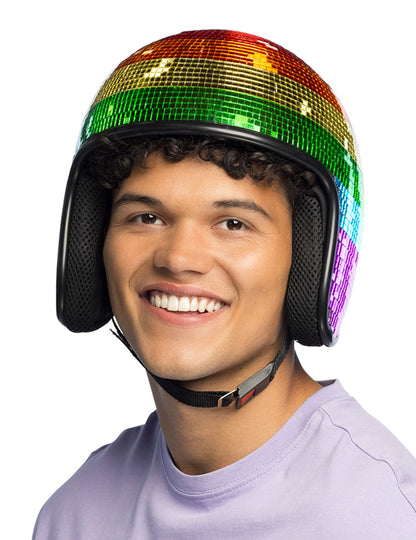 Dúhová diskoguľa prilba pre dospelých 