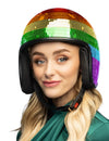Casque boule à facettes arc en ciel pour adulte multicolore à effet miroir