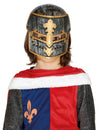 Casque chevalier médiéval pour enfant noir et doré avec fleur de lys