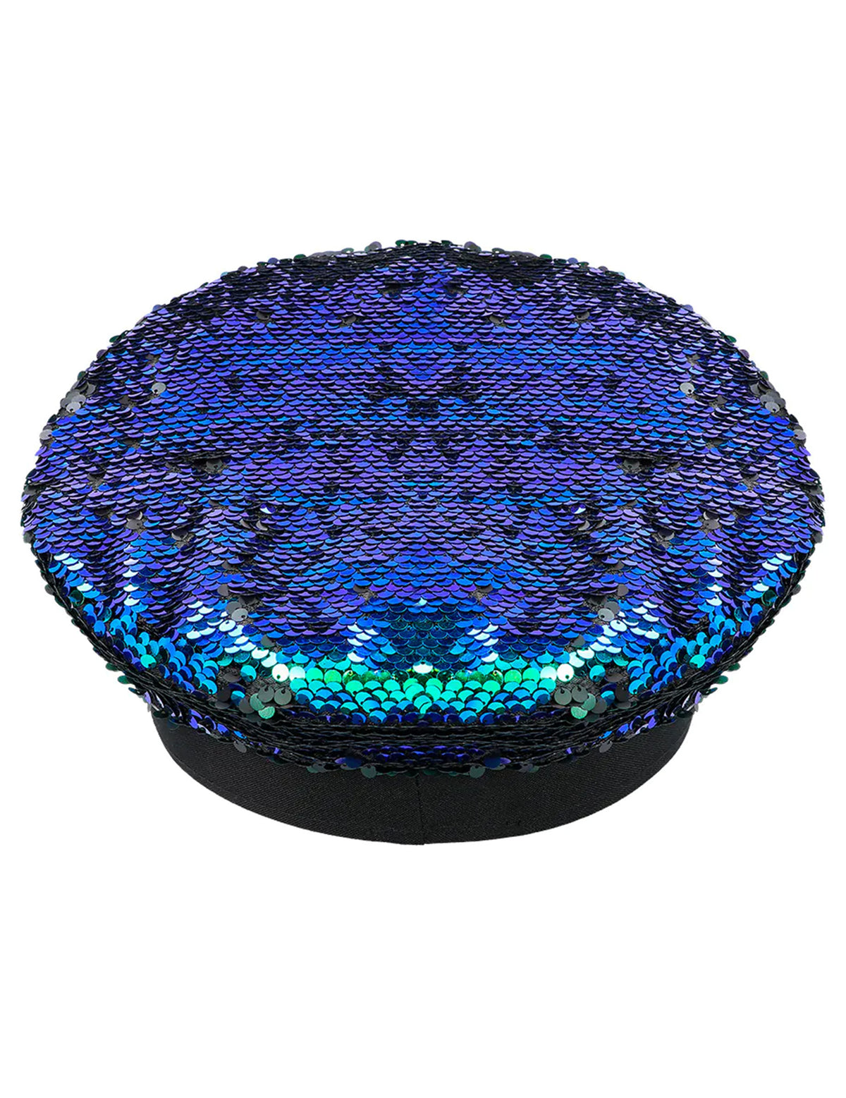 Vue de dessus de la casquette à sequins réversibles