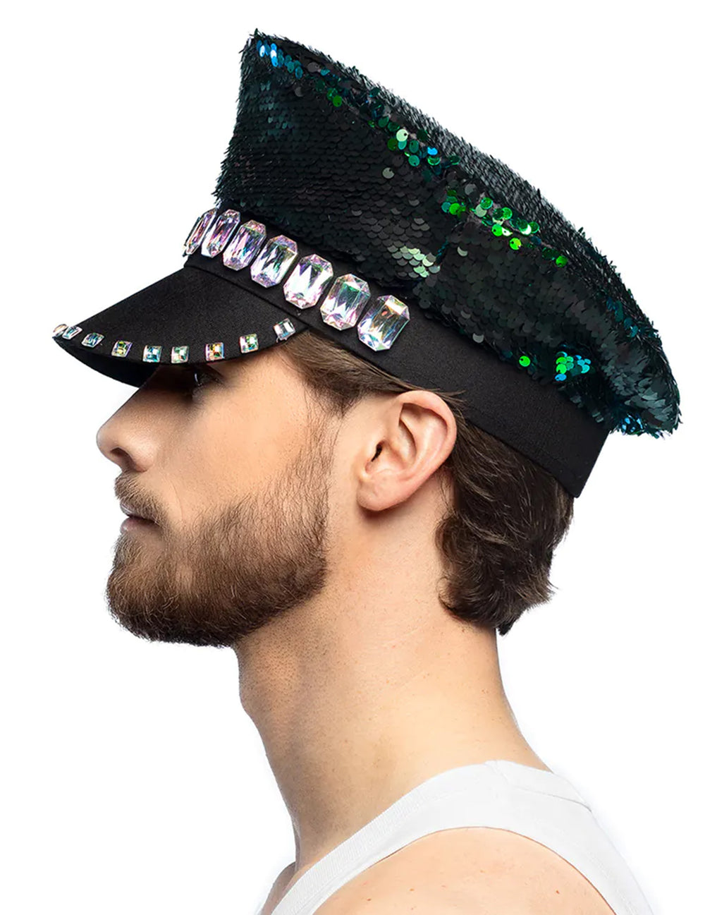 Casquette à sequins réversibles pour adulte noir et vert bleuté
