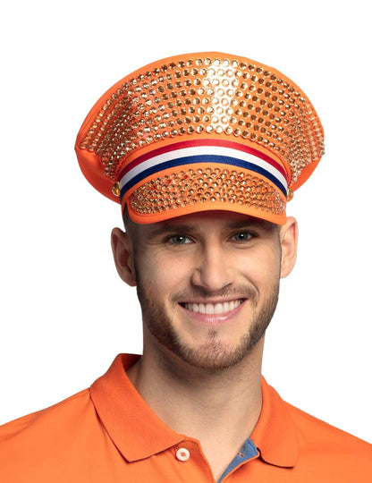 Vue de face de la casquette à strass Hollande