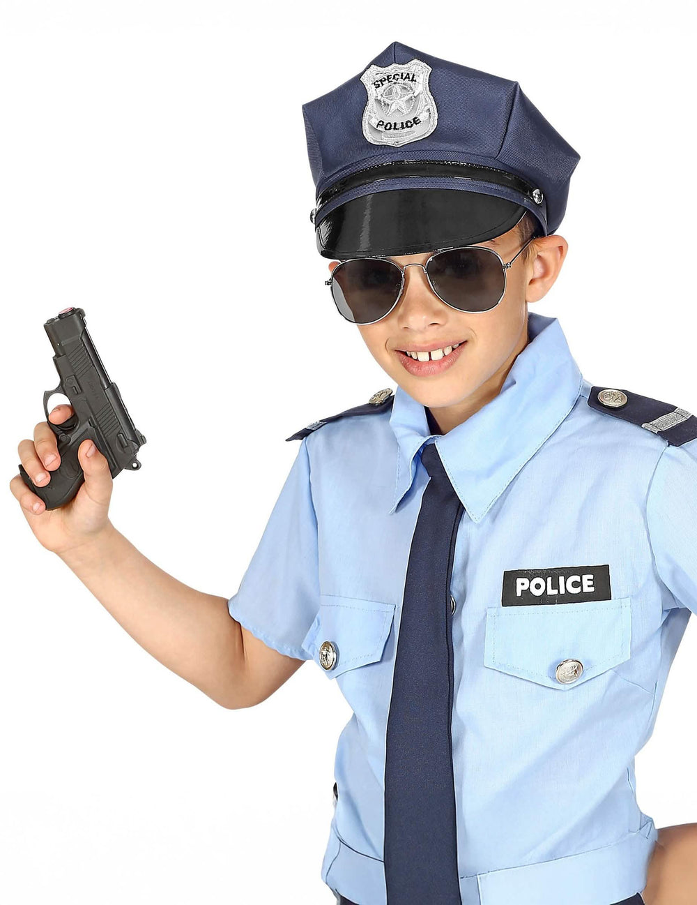 Čelný pohľad na nastaviteľnú policajnú čiapku