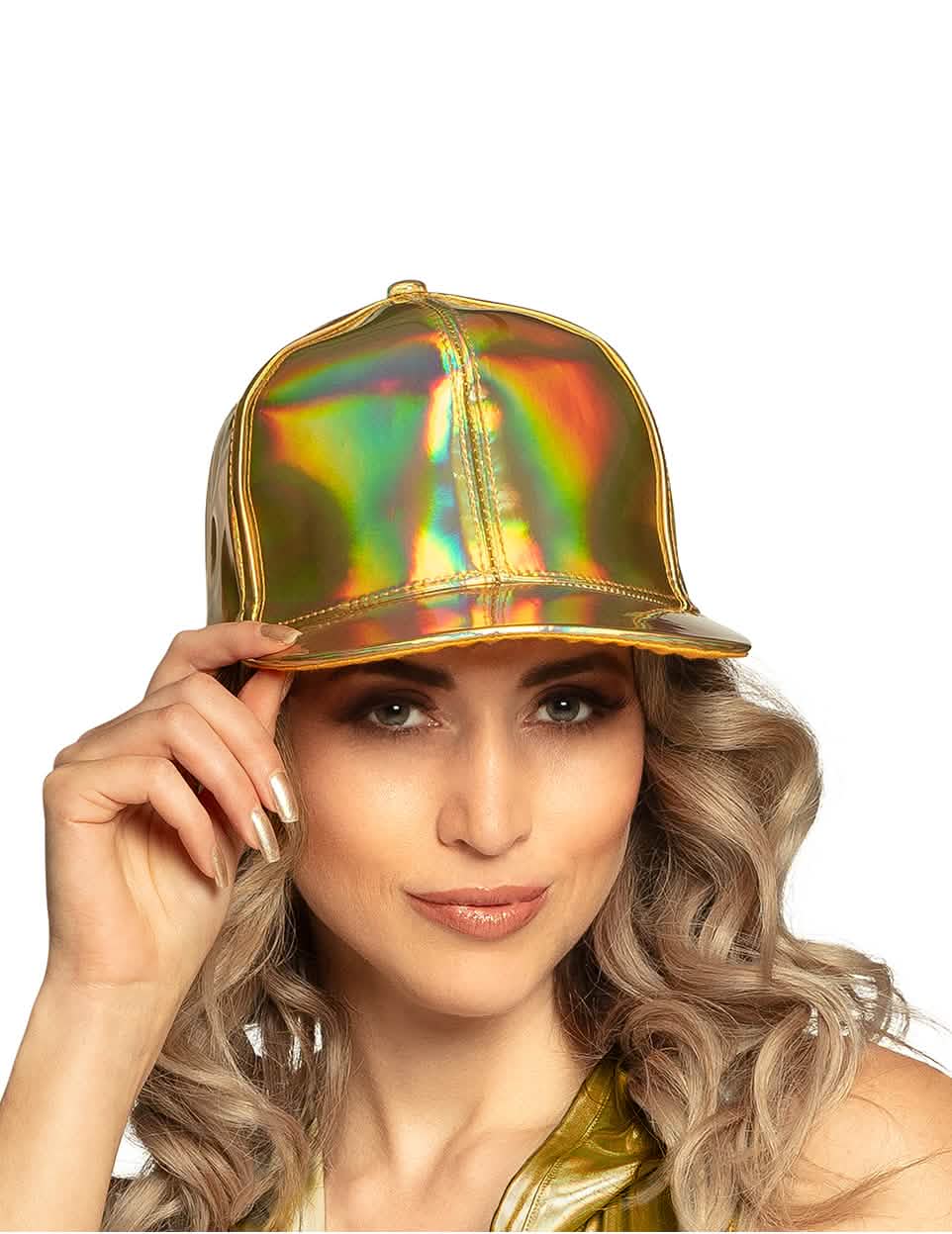 Zlatá iridescentná čiapka pre dospelého zlatá a lesklá