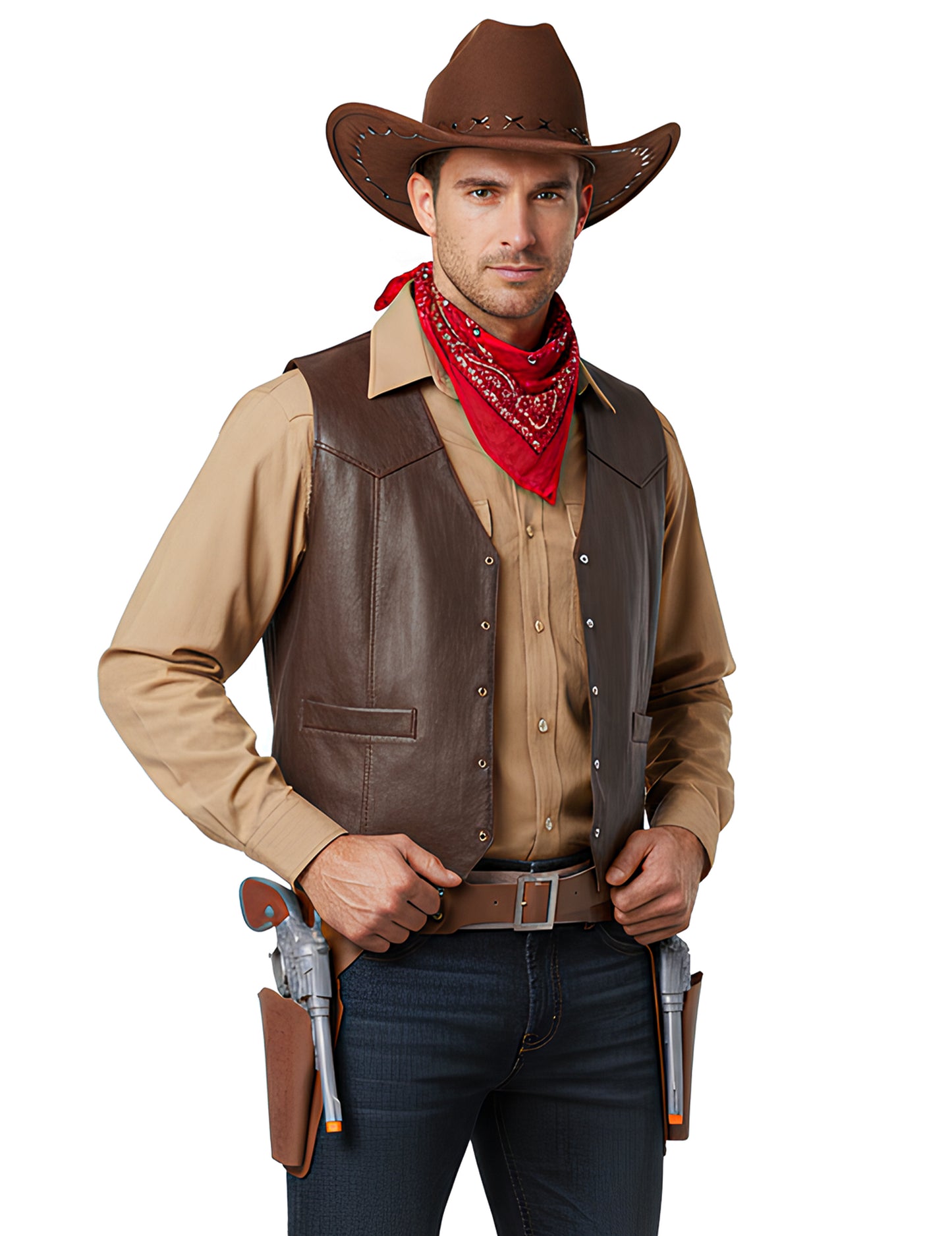 Kovbojský opasok s puzdrom a 2 pištoľami