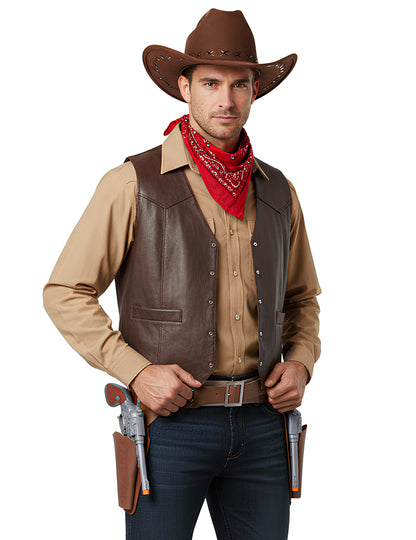 Kovbojský opasok s puzdrom a 2 pištoľami