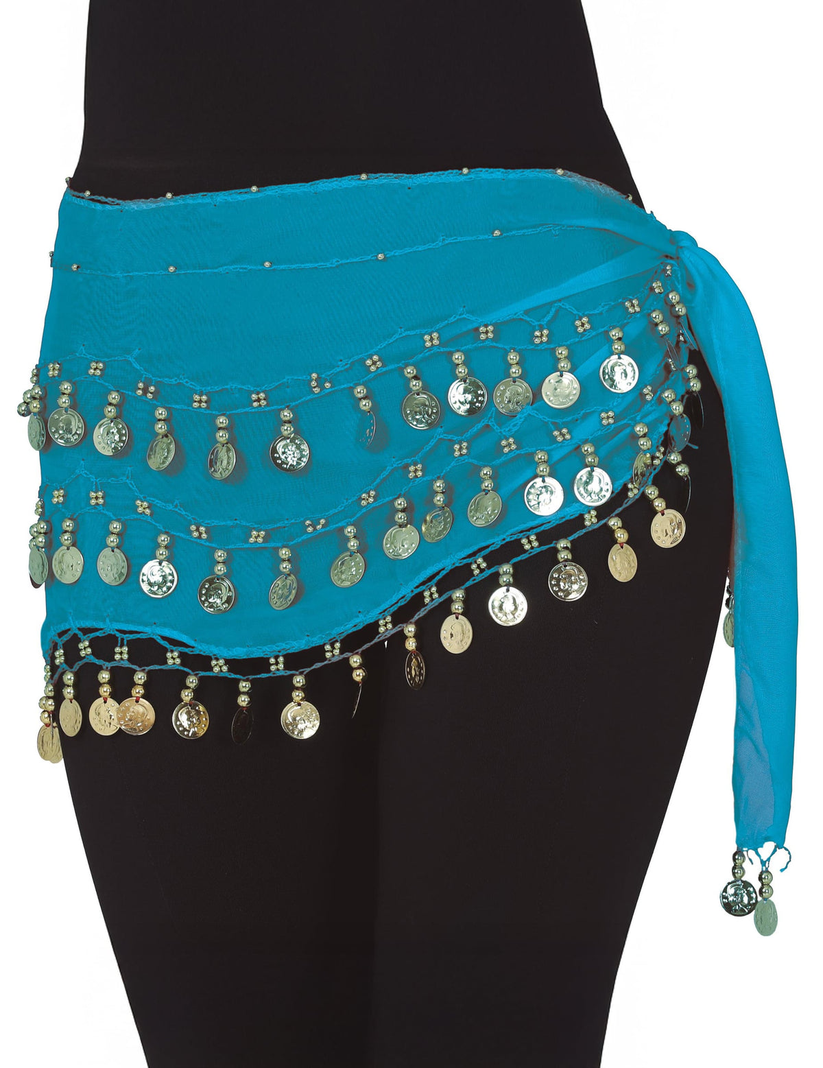 Ceinture orientale pour femme bleu clair à piécettes