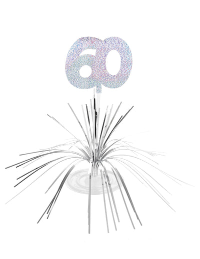 Centre de table 60 ans pour anniversaire argenté holographique