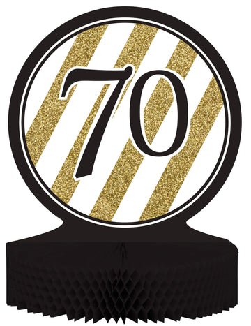 Stolový stred z včelieho papiera 70 rokov čierny a zlatý 23 x 30 cm 