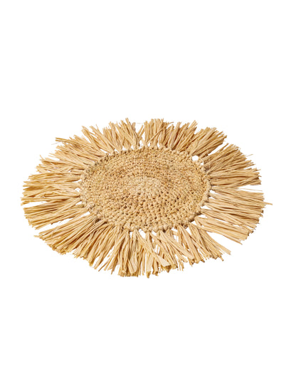 Okrúhly stredový dekor Bali z rafie s 36 cm strapcami 