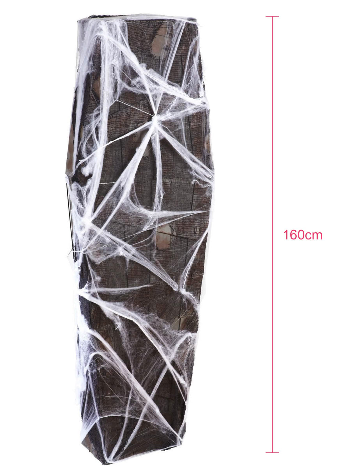Halloweenská rakva na dekoráciu s bielou pavučinou