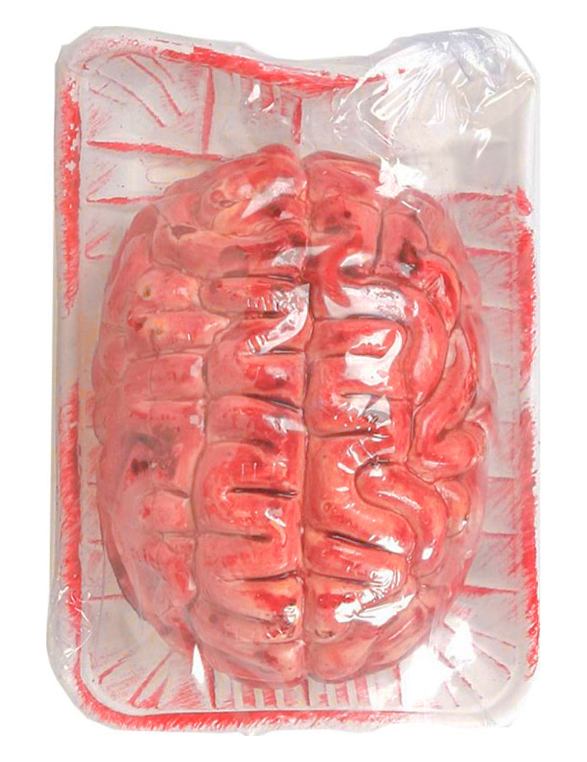 Cerveau ensanglanté Halloween pour décoration rose et rouge sous barquette