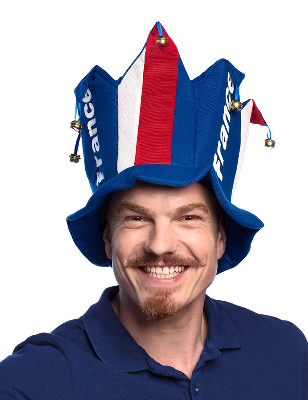 Klobúk so zvončekom fanúšik francúzsko pre dospelého modrá biela červená