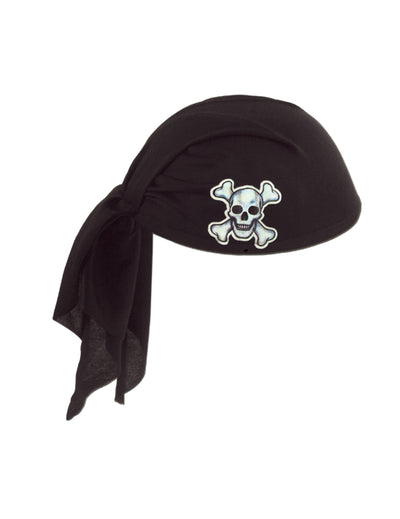 Chapeau bandana de pirate pour adulte noir avec tête de mort