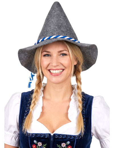 Dospelý bavorský klobúk s modrou a bielu šnúru